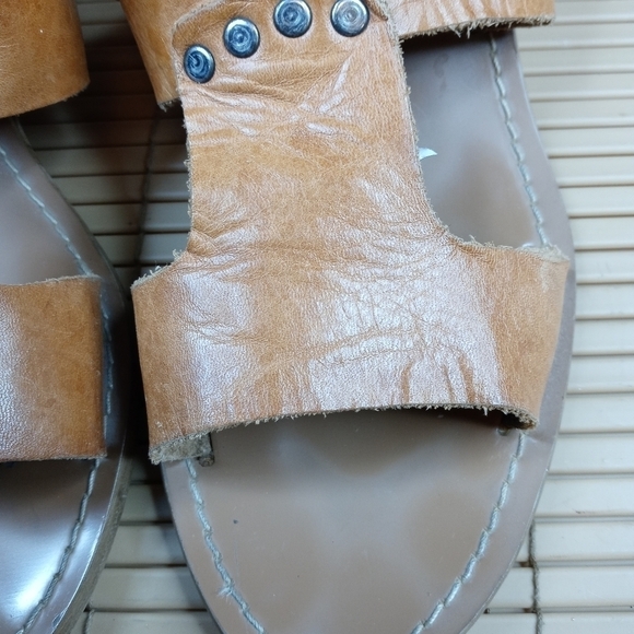 Barbara Barbieri  Wo's 2" block heelBrown Leather Strappy Sandals Shoes Size 10 - Picture 5 of 10